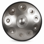 Handpan Artisanal Ré Mineur - Argent (9/10/12 Notes)