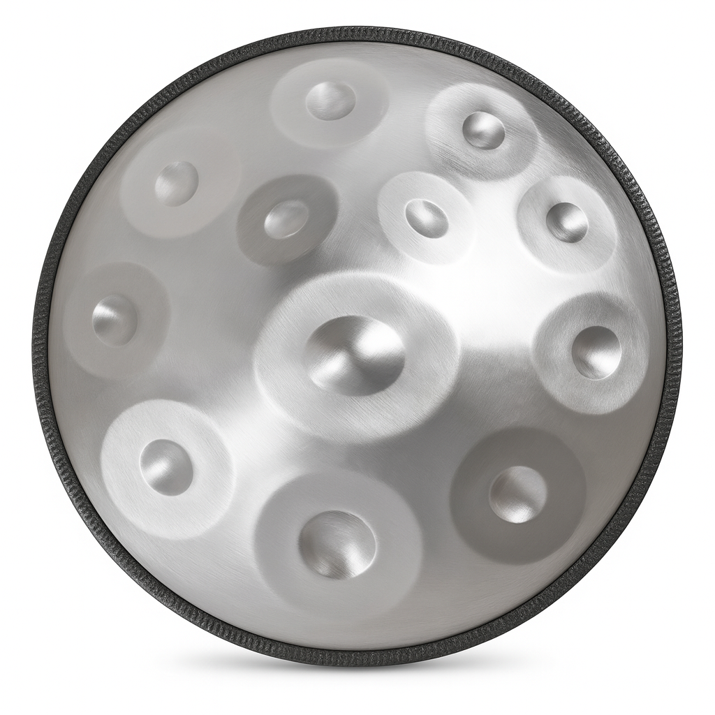 Handpan Artisanal Ré Mineur - Argent (9/10/12 Notes)