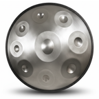 Handpan Artisanal Ré Mineur - Argent (9/10/12 Notes)