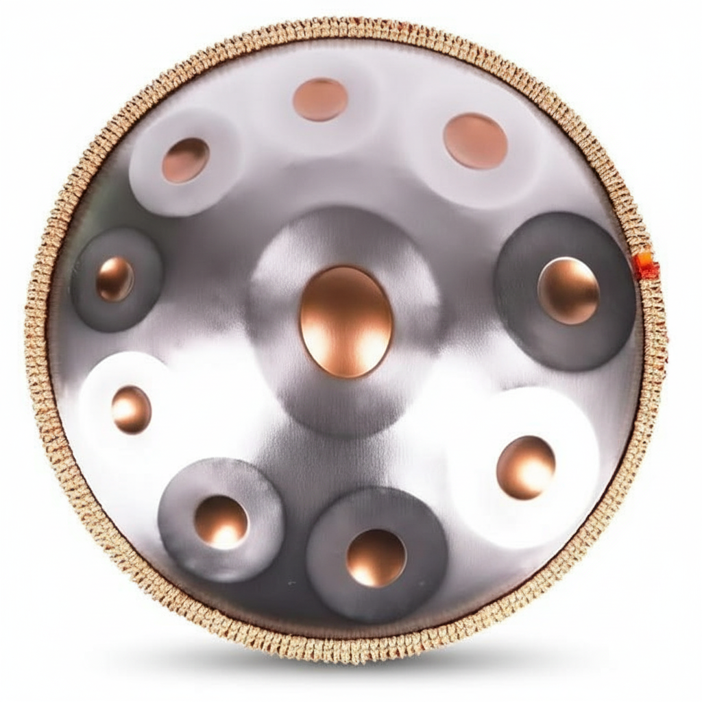 Handpan Artisanal Ré Mineur - Argent Solaire (9/10/12 Notes)