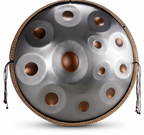 Handpan Artisanal Ré Mineur - Argent Solaire (9/10/12 Notes)