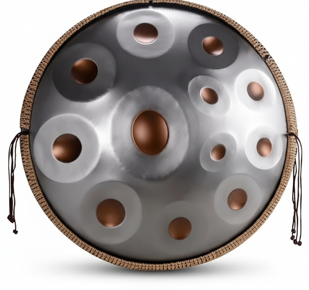 Handpan Artisanal Ré Mineur - Argent Solaire (9/10/12 Notes)