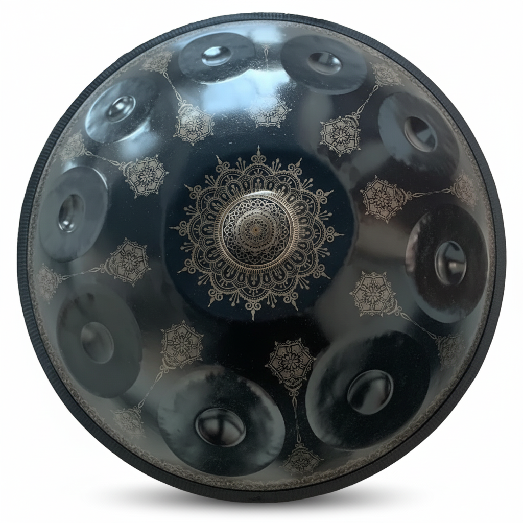 Handpan Artisanal Ré Mineur - Mandala Noir (9/10/12 Notes)