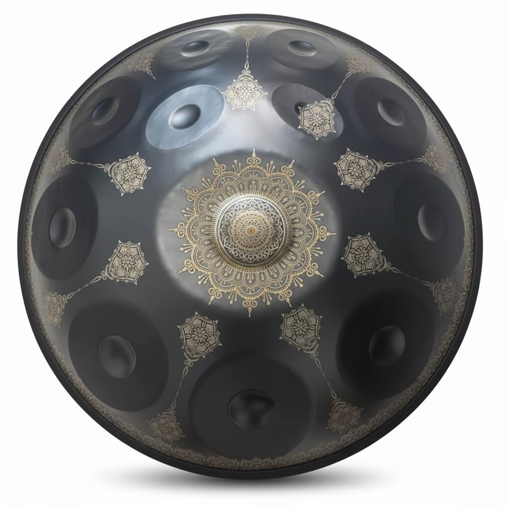 Handpan Artisanal Ré Mineur - Mandala Noir (9/10/12 Notes)